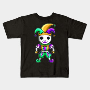 Cute Kawaii Jester With Mask For Mardi Gras Kids T-Shirt